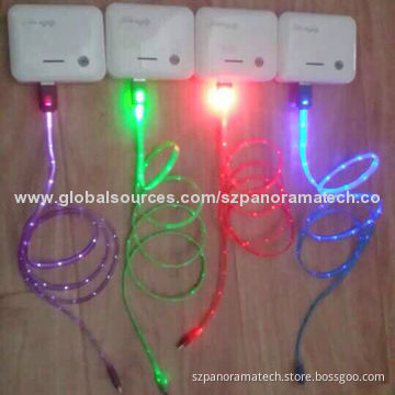 LED cable for micro, LED lighting cable, 1 meter for micro connector phones/Samsung/HTC/BlackberryNew